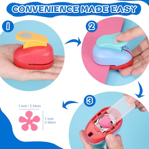 Harloon 10 Pcs Craft Hole Punch Shapes 1 Inch Paper Punch Hole Mix Shapes Cutters for Paper Crafting Scrapbooking Office Supplies(Rich) - style: Rich