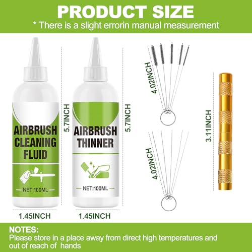JAOJAO Airbrush Cleaner Kit, Air Brush Cleaner with Thinner, 100ml Each