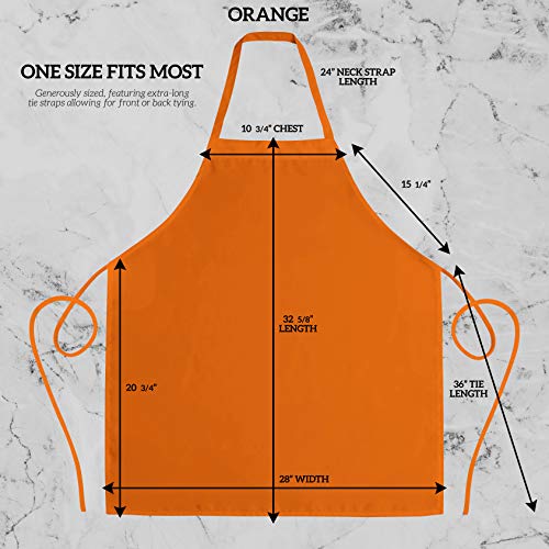 GREEN LIFESTYLE 12 Pack Professional Chef Apron – Grilling Aprons for Men, Waterproof Cooking Apron for BBQ, Work or Restaurant Use, Kitchen Aprons for Women – Orange, No Pockets - color: Orange