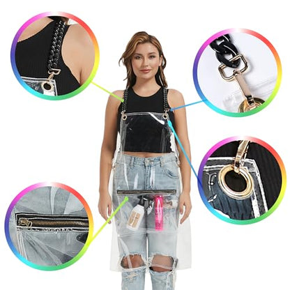 Hair Stylist Apron for Women - Waterproof Barber Nail Tech Apron Hairdresser Hairstylist Salon Aprons with Pocket - color: Transparent