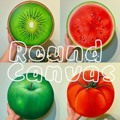 PHOENIX Round Stretched Canvas 6 Pack - 8, 10, 12 Inch Diameter (2 of Each) - 100% Cotton, 10 Oz Triple Primed White Blank Acid-Free Artist Shaped Canvases for Oil, Acrylic, Pouring Art - size: Round 8", 10" & 12", style: Studio Set (8 Oz.)