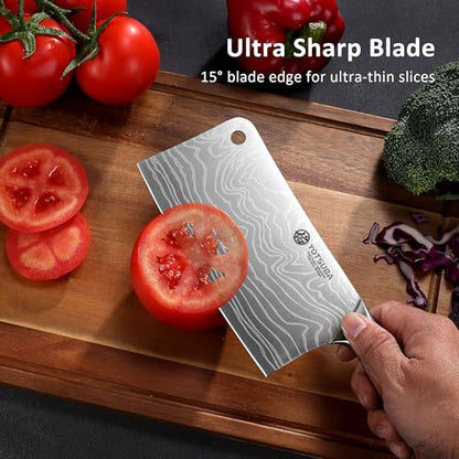 YOTSUBA 7 Inch Cleaver Knife with Full Tang Rosewood Handle - style: 7 inch cleaver knife