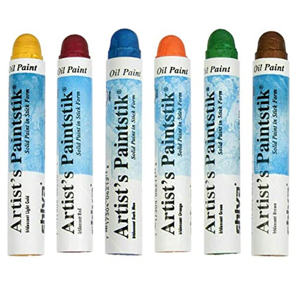 Jack Richeson Shiva Oil Paintstik, Iridescent Primary Colors, Set of 6