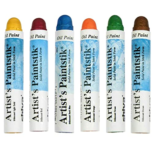 Jack Richeson Shiva Oil Paintstik, Iridescent Primary Colors, Set of 6