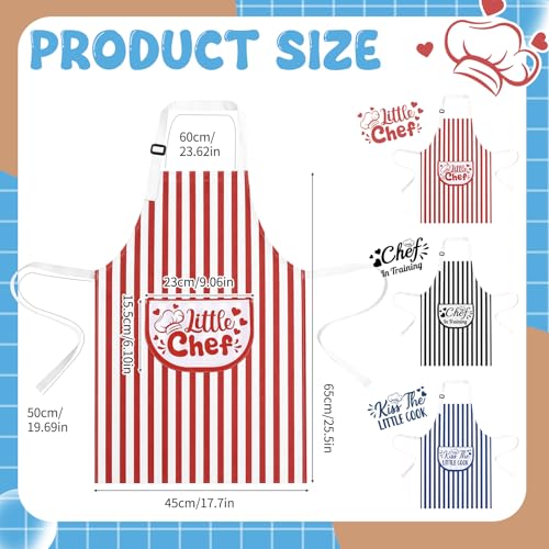 3 Pack Kids Apron for Cooking Adjustable Kids Chef Aprons | Kitchen Funny Aprons with Pockets for Boys Girls Toddler Painting Baking Artist Apron - color: Black,red,blue
