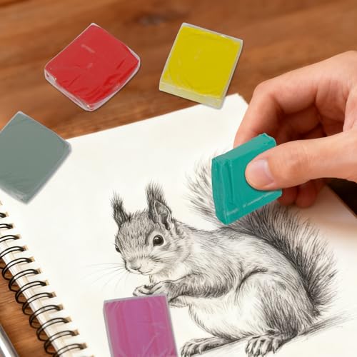 Kneaded Eraser， Kneaded Erasers for Artists，Art Eraser，for Sketching, Painting, Sketches, and Drawings, Brighten (Red, 1.44 x 1.36 x 0.31 inch)