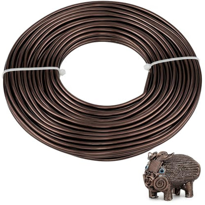 9 Gauge Aluminum Craft Wire, 52.5FT Bendable Armature Wire for Sculpting, Jewelry Making, DIY Crafting, Doll Making, Modelling, Bonsai Training(Coffee Brown) - color: Coffee Brown