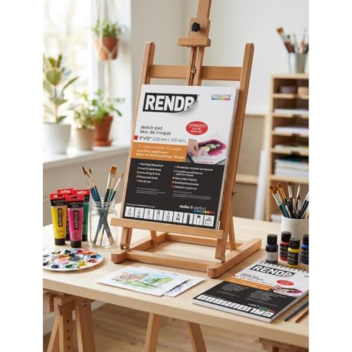 RENDR No Show Thru Dual-Sided Sketch Pads for Drawing, Bleedproof, Acid-Free, 80 Perforated Pages, 180 GSM, 9" x 12"