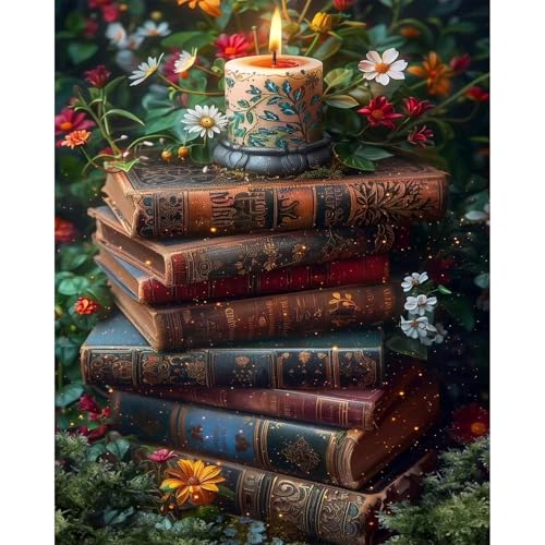 Ycydilirab Paint by Numbers Kits for Adults-Books Paint by Number Adult,Paint by Number Kits on Canvas,Number Painting for Adults,for Home Wall Decoration and Gifts 16X20 inch - color: Books, size: 16x20in