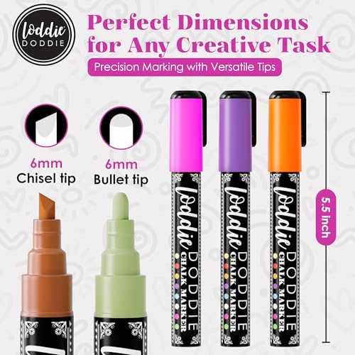 Loddie Doddie Liquid Chalk Markers, Window Markers, Earth Tones, 10 Pack | Flip from Fine to Broad Lines, For Classroom Displays & Home Offices, On Windows, Mirrors & Car Glass, Erasable Glass Markers - size: 1 Count (Pack of 10)