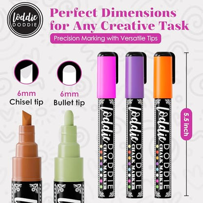 Loddie Doddie Liquid Chalk Markers, Window Markers, Earth Tones, 10 Pack | Flip from Fine to Broad Lines, For Classroom Displays & Home Offices, On Windows, Mirrors & Car Glass, Erasable Glass Markers - size: 1 Count (Pack of 10)