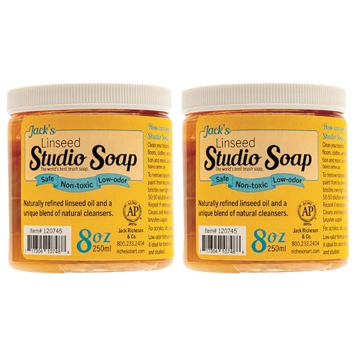 Jack Richeson - Jack’s Studio Soap, Non-Toxic, Low Odor Brush Cleaner 8 oz, 2- Pack - size: 16 Fl Oz (Pack of 1)