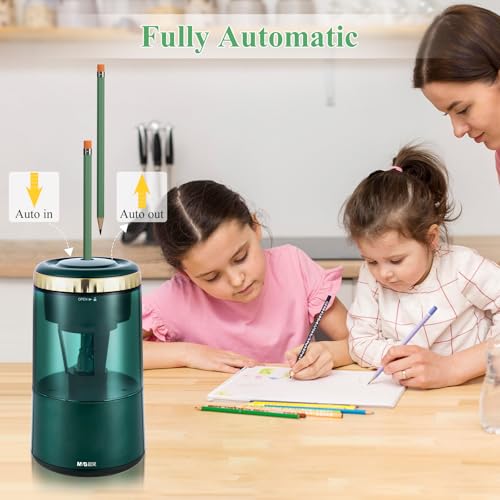 M&G Electric Pencil Sharpener, Portable Automatic Pencil Sharpener for Colored Pencils, Auto Stop,Fully Automatic Sharp & Fast, USB Operated for 7-8mm Pencils for Kids, School, Office, Home (Green) - color: Green