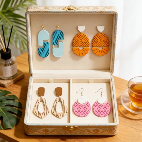 ACRNIGHEET 5 Pcs Polymer Clay Texture Roller, Natural Themed Embossing Rollers Pottery Stamp, Like Texture Sheets Work with Polymer Clay Cutters, Clays Jewelry Making Kit with Storage Box - color: Natural
