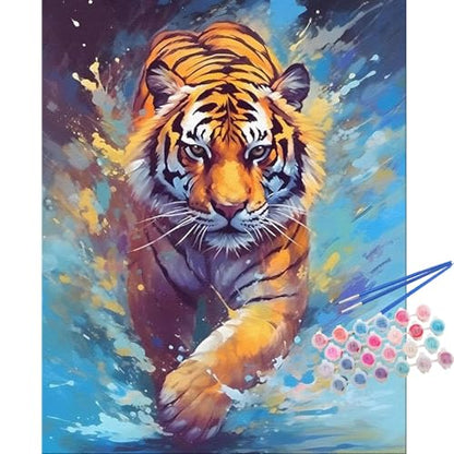 TOCARE Tiger Paint by Numbers Kit for Adults, Adult Paint by Number Tiger Canvas,Adults’ Paint-by-Number Kits Animal 16x20inch - color: TC-OPC-20