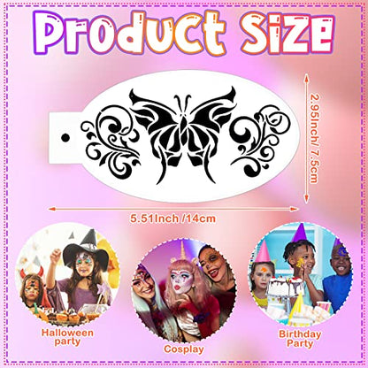 Chinco 24 Pieces Face Paint Stencils Face Body Tattoo Templates Painting Stencils for Kids Holiday Halloween Makeup Body Art Tattoos(Graceful Style) - color: Graceful Style