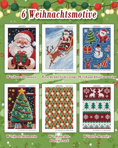 forever young Christmas Small Diamond Art Kits, 5x7 Inch Canvas | 6 PCS DIY square diamond painting kits for beginners and adults, perfect for collecting, display ＆ relaxing stress relief - color: Christmas