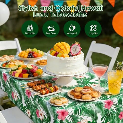 Kochorie 2 Pack Hawaii Palm Leaves Tablecloths, 54 x 108 Inch Tropical Luau Party Table Cover, Waterproof Disposable Plastic Tablecloth for Summer Birthday, Hawaiian Aloha Beach Party Decorations - style: Hawaii Palm Leaves