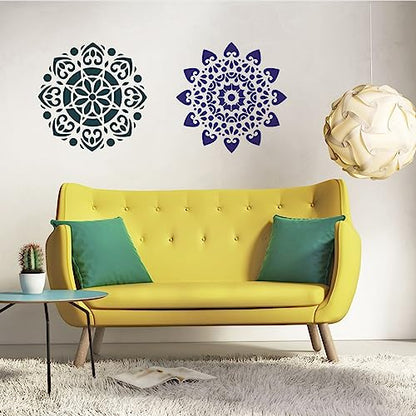3 Pcs Extra Large Pattern Mandala Stencils Reusable Mandala Dot Painting Templates DIY Floral Spray Paint Stencil Drawing Craft Stencil for Wood Wall Tile Floor Canvas Furniture Rock Concrete (12x12) - color: Classic Style