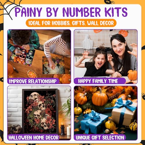 Paint by Numbers Kit for Adults, Paint by Numbers Kit for Adults 16x20 Inch - color: Three skulls