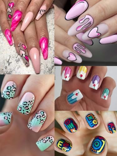 Kalolary 3D Nail Art Pens Set 12 Color Nail Art Marker - color: A