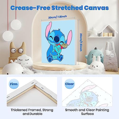 KOJEFCV 4 Pack Cartoon Paint by Number for Kids with Wooden Frame - color: MT10713+MT10714+MT11041+MT11279