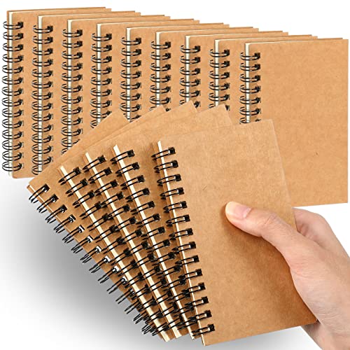 Jutom 18 Pcs Small Spiral Notebook Memo Pad 3x5, Kraft Color - color: Kraft Color