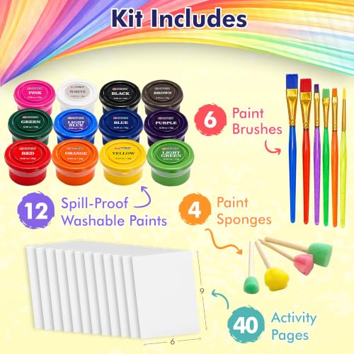 EXTRIC Spill Proof Paint 12 Washable Kids Painting Mess Free Toddler Art
