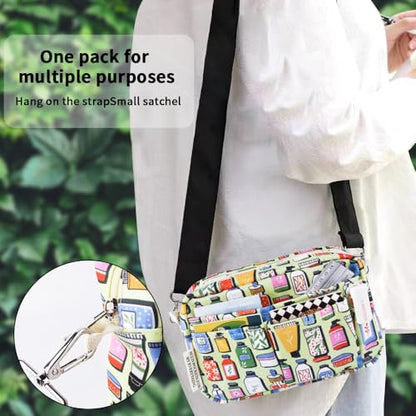 Multiple Pockets Portfolio Organizer with Zipper,Makeup Bag Pencil Pouch | Adult Travel Portable Waterproof Stationery Bag for Journal Tools,Art Supplies,Office Gadgets and Cosmetics.Green Wash