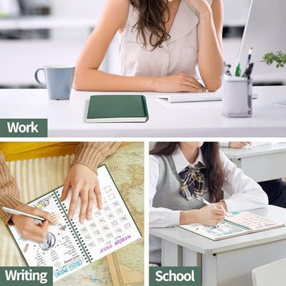 AHGXG Dotted Journal, Grid Spiral Notebook, 110 Pages, A4 (8.5" x 11") | 100 GSM Thick Dot Paper, Waterproof Plastic Cover Journals for Journaling, Sketching (Green) - color: Green, style: A4-Dotted