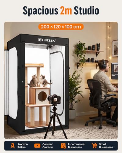 Photo Light Box 47×39×79 Inch for Clothing Photography, 400 LED Studio Shooting Tent with 8 Light Panels, CRI 96+, 12000lm Daylight, 3 Matte PP Backdrops for Bags, Models & Large Products - size: 47*39*79 inch