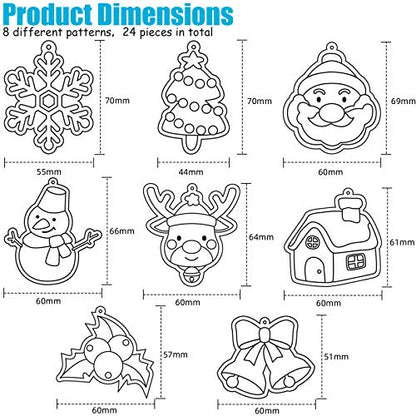 WILLBOND 24 Pcs Christmas Sun Catchers with Suction Cups for Painting DIY - style: Christmas Theme