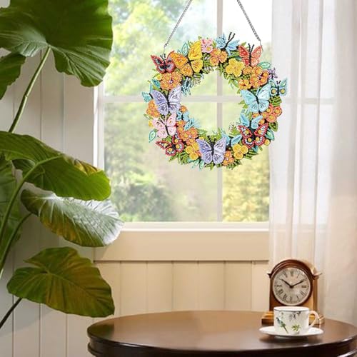 Muzagroo Art Garland Diamond Art Kits for Adults 5D Diamond Hanging Ornament Kits for Windows DIY Special Shaped Diamond Dot Kits Crystal Window Hanging Pendant 2PCS (Garland) - color: Garland