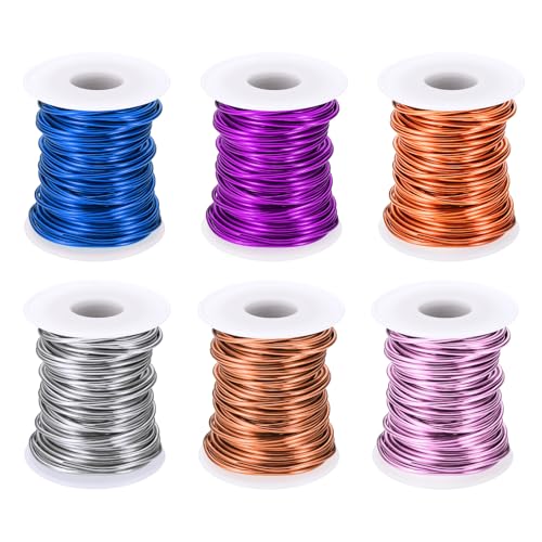 PATIKIL 12 Gauge 2 mm Aluminum Craft Wire, 49.2 ft Metal Wire 6 Roll Armature Bendable Wire for Jewelry Making Metal Wrap DIY, Light Pink/Silver/Sapphire Blue/Purple/Rose Gold/Orange Red - color: Light Pink/Silver/Blue/Purple/Rose Gold/Orange Red, size: 1