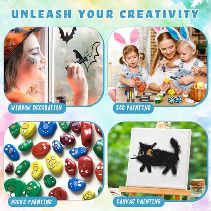 Gilprop 36 Pcs Solid Tempera Paint Sticks Washable Quick Drying Paint Sticks Bulk No Mess Crayons for Painting Canvas Posters Arts Project Gifts (Black) - color: Black