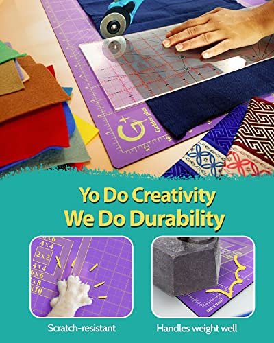 G+ Self-Healing Cutting Mat - True A4 9 x 12" (9 x 13" Full) Inches Purple/Black ; Self-Healing Double-Sided Durable Non-Slip Cutting Board for Crafts, Sewing, Fabric, Modeling and All Arts Projects - size: 13"L x 9"W