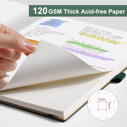 AHGXG Dotted Journal, 120 GSM Paper, 96 Pages, B5 (7.6'' X 10'') - color: Dark Green, style: B5-Dotted-120G