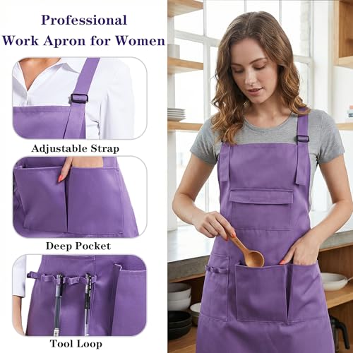Nanxson Apron with Pockets Cross Back Apron for Hair Stylist Gardening - color: Purple