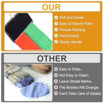 HINZIC 4 Pcs 4" Foam Paint Brushes, Wood Handle Sponge Brushes for Painting, Staining, Varnishes DIY Craft Projects Electronic Cleaning - color: Black, 4pcs, 4"