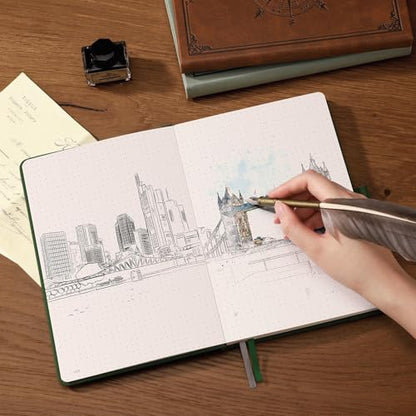 AHGXG Dotted Journal Notebook, 192 Pages, A5 Medium Size (5.7'' x 8.3'') - color: Brown, style: Dotted