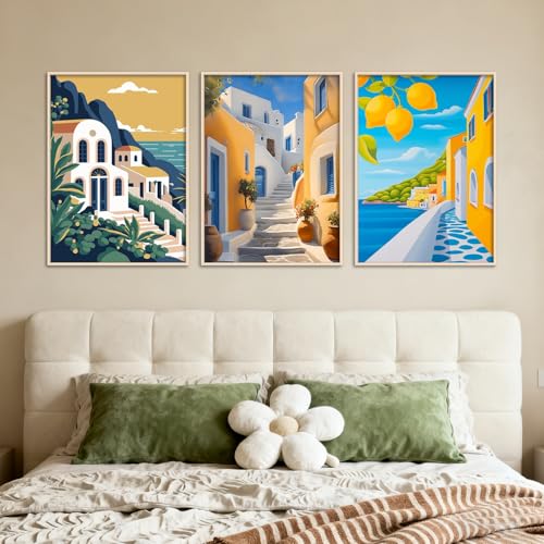 Amaieuin 6 Pack Paint by Numbers Kit for Adults Beginner,Canvas Paint by Numbers for Adults,Easy Adult Paint by Numbers for Home Decor Gift 12x8in - color: 6 Pack Buildings, size: 12x8in