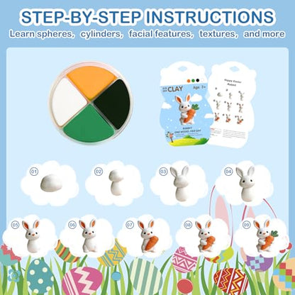 Easter Air Dry Clay for Kids,12 Boxes Modeling Magic Clay Kit with Sculpting Tools Tutorials, Safe & Non-Sticky DIY Craft Kit for Easter Basket Stuffers Gifts - color: Clay Easter Kit