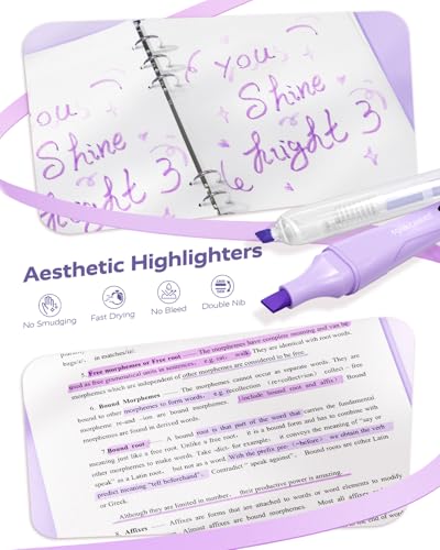 Four Candies Aesthetic Purple School Supplies Kit with Case for Girls - color: Purple