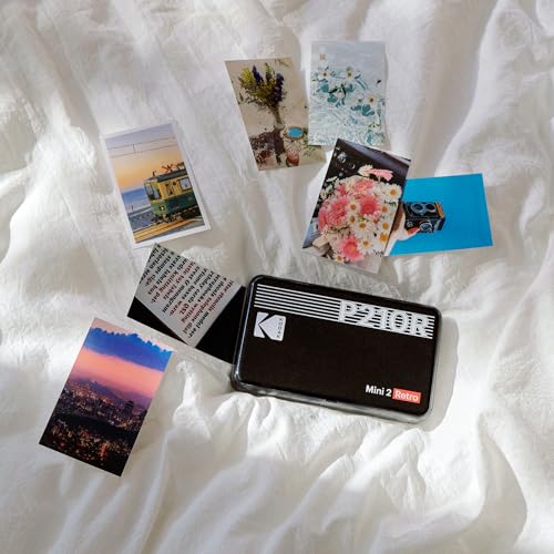 KODAK Mini 2 Retro 4PASS Portable Photo Printer (2.1x3.4 inches) + 8 Sheets, Black - color: Black, size: Printer + 8 Sheets