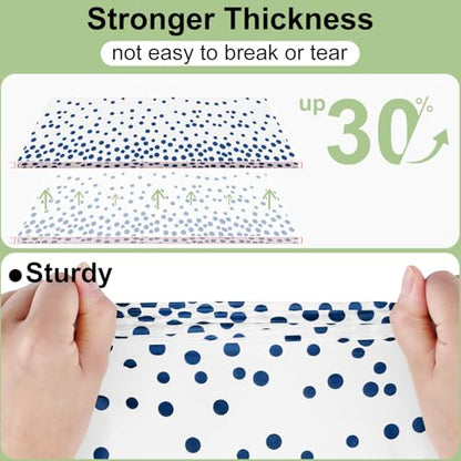 3 Packs Dot Disposable Table Cloth, 54 x 108 Inch Waterproof Plastic Tablecloth, Rectangle Navy Dots in White Table Covers for Picnic, Birthday, Party and Back to School - color: Navy in White, size: 54" x 108"