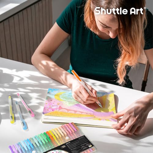 Shuttle Art Pastel Gel Pens, 24 Pastel Milky Colors Gel Pen for Black Paper, Adults Coloring Books Drawing Doodling Crafts Scrapbooking Journaling - color: 24 Pack Pastel Tone