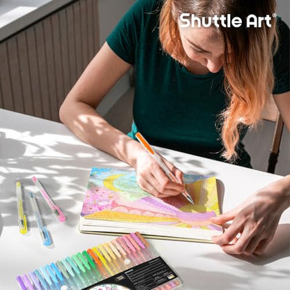 Shuttle Art Pastel Gel Pens, 24 Pastel Milky Colors Gel Pen for Black Paper, Adults Coloring Books Drawing Doodling Crafts Scrapbooking Journaling - color: 24 Pack Pastel Tone