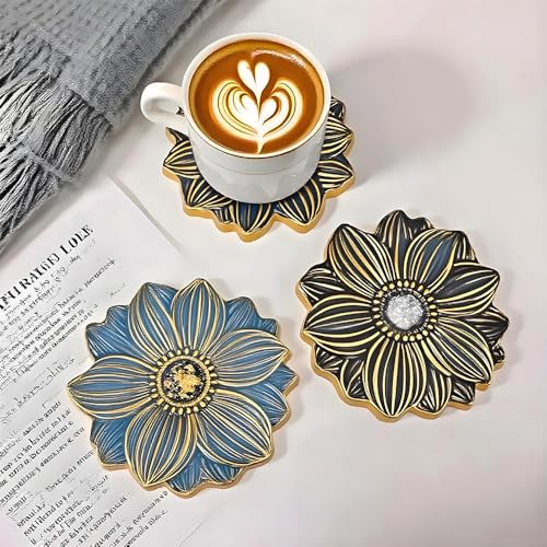 YXDGSG Large Resin Tray molds 14in Flower Resin Molds Silicone + 4pcs Coaster Silicone Mold Set DIY Art Craft Tray Cup Mats Epoxy Resin Casting