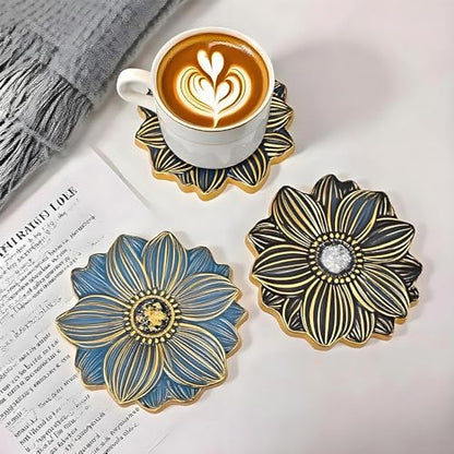 YXDGSG Large Resin Tray molds 14in Flower Resin Molds Silicone + 4pcs Coaster Silicone Mold Set DIY Art Craft Tray Cup Mats Epoxy Resin Casting