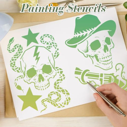 Skull Pirate Stencils for Crafts Reusable 24Pcs Stencils(11X7 Inch) - color: Skull 2